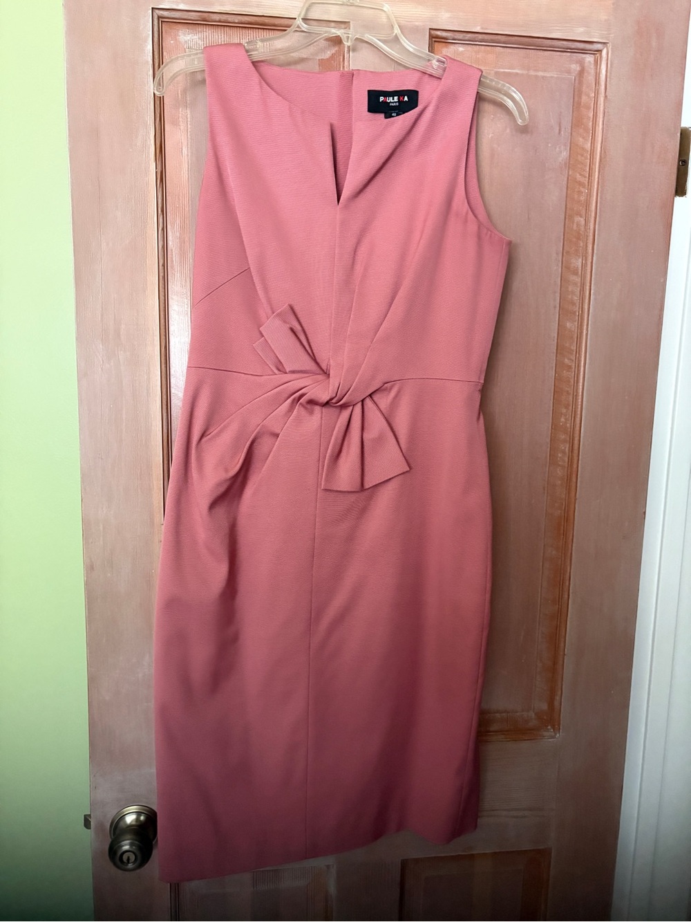 PAULE KA Dusty Rose Knot-Front Sheath Dress